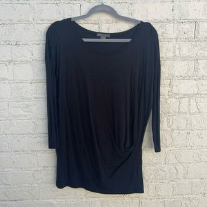 Vince black top with side ruched detail. Sz M